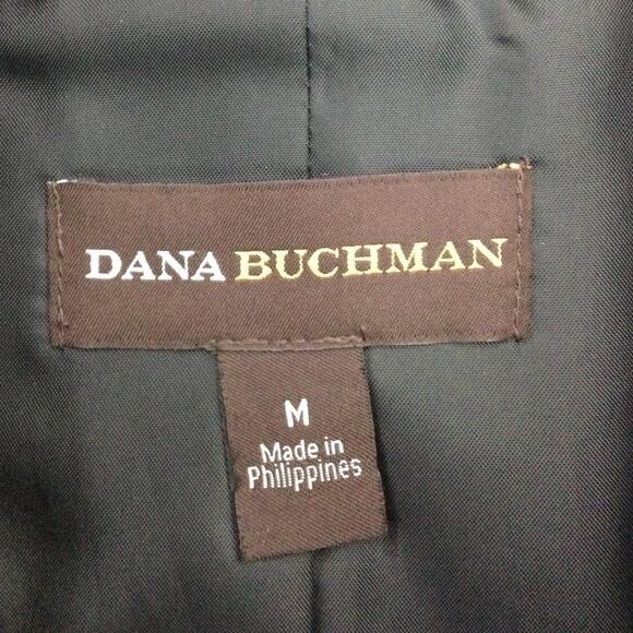 Dana Buchman Embroidered Zebra-like Print Mob Wife Black Lightweight 3/4 Coat M - Picture 7 of 13